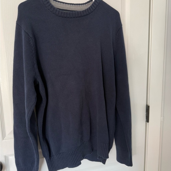 Eddie Bauer Blue Crewneck Sweater Knit Ribbed Cuffs - Picture 3 of 5